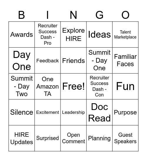 HIRE SUMMIT REWIND Bingo Card