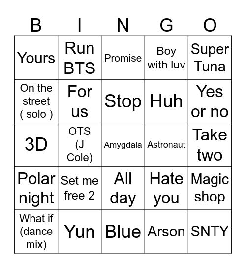 cajole_ot7 Bingo Card