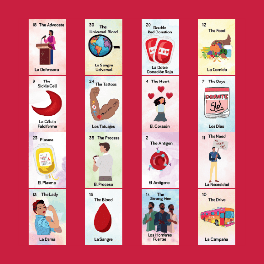 Versiti Loteria: All About Blood Bingo Card
