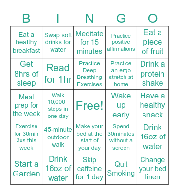 World Health Day Bingo Card
