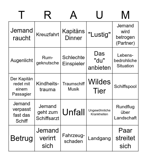 TRAUMSCHIFF Bingo Card