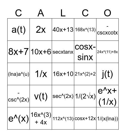 Do you even Calc? Bingo Card