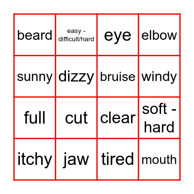 Vocabulary Bingo Card