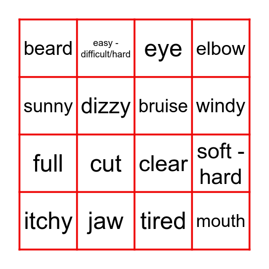 Vocabulary Bingo Card