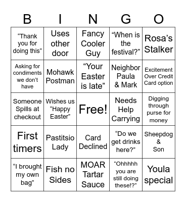 Fish Dinner 3/30/24 Bingo Card