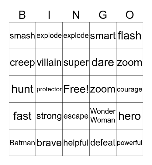 Super Readers Bingo Card