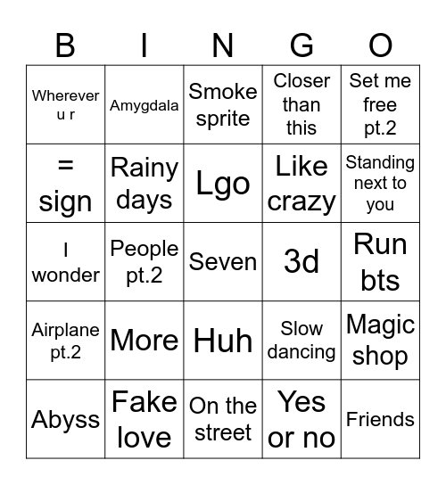 Dora🍰 Bingo Card