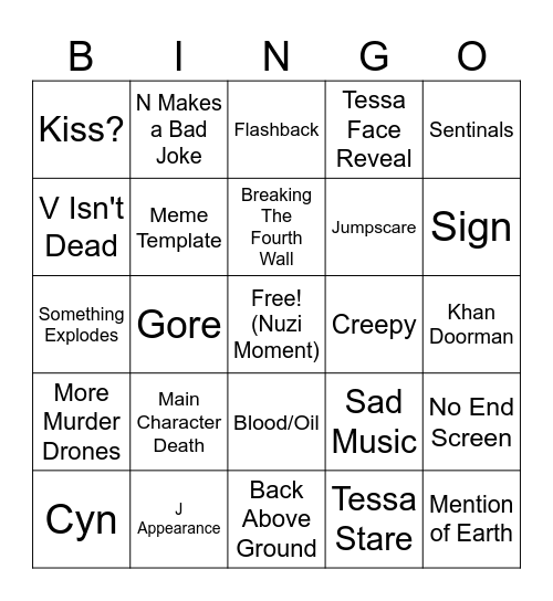 Murder Drones Episode 7 Bingo Card