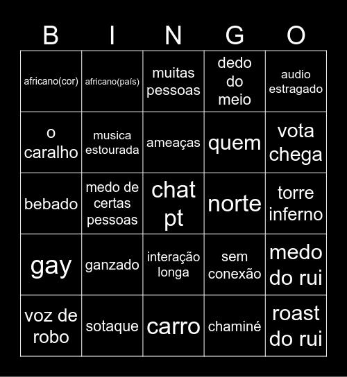 Chat PT Bingo Card