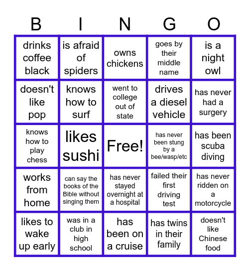 LifeGroup Bingo: Find someone who... Bingo Card