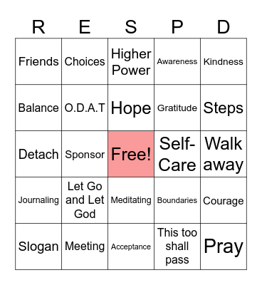 Respond Bingo Card