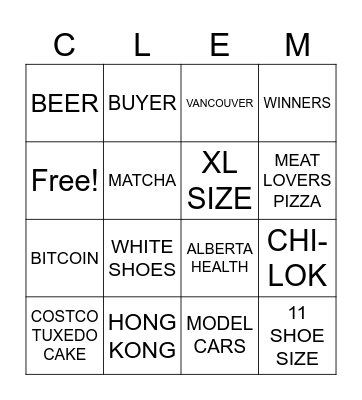Clem Bingo ROUND 2 Bingo Card