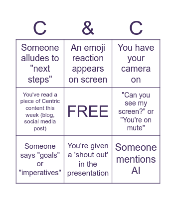 C&C Bingo Card