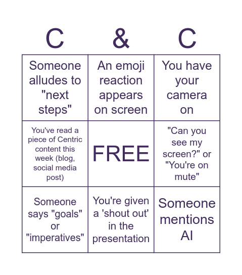 C&C Bingo Card