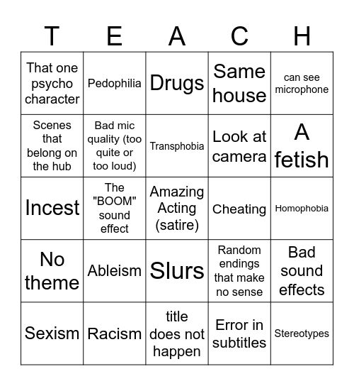 Tomorrow's Teachings Bingo Card