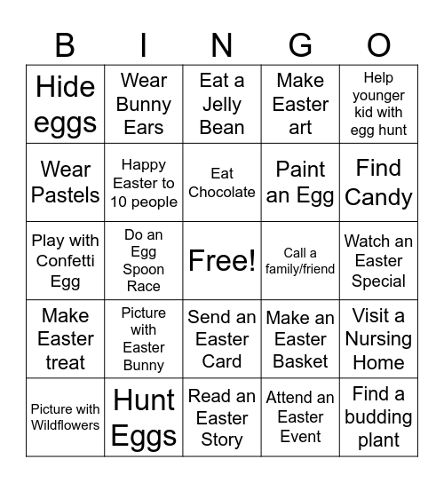 Easter Bingo Card