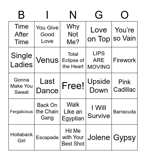 ***Front Row Bingo*** Bingo Card