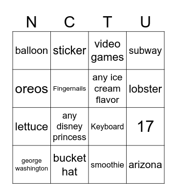 egs #1 Bingo Card