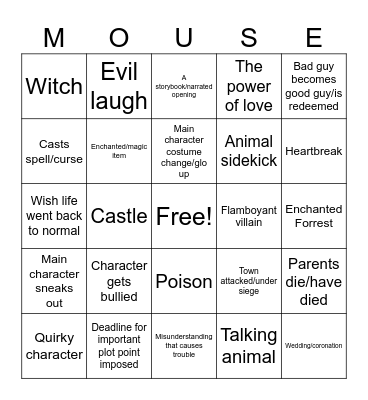 Disney Movie Bingo Card