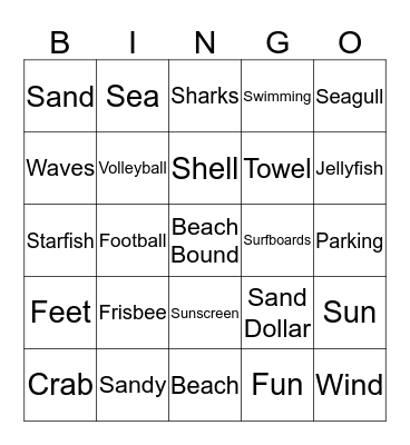 Beach Bingo  Bingo Card