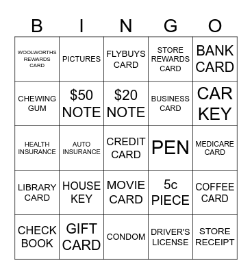 WHAT'S IN YOUR WALLET? Bingo Card