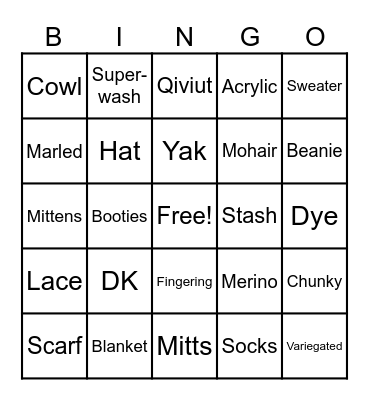Yarn and Projects Bingo Card