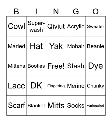 YARN & PROJECTS Bingo Card
