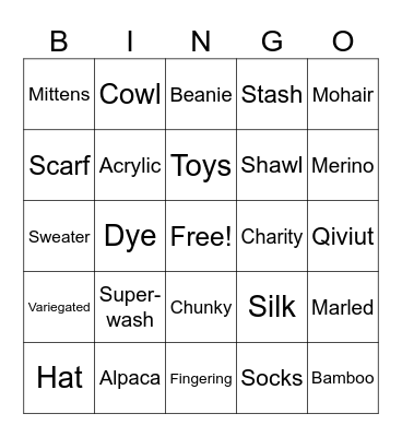 Yarn Bingo Card