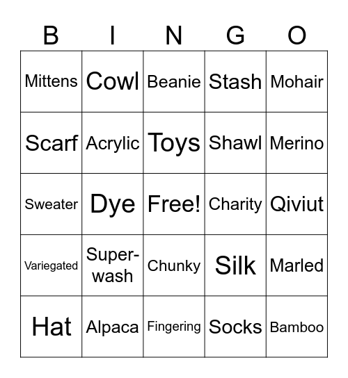 Yarn Bingo Card