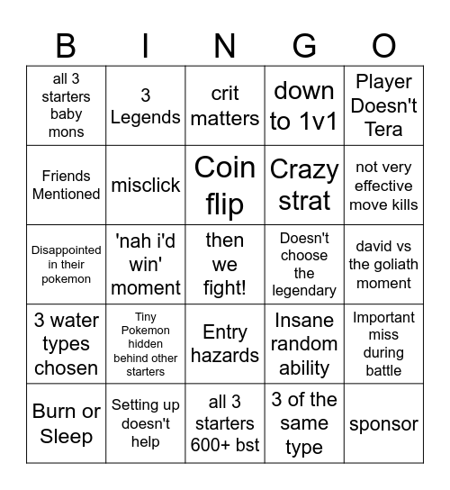 then we fight Bingo Card