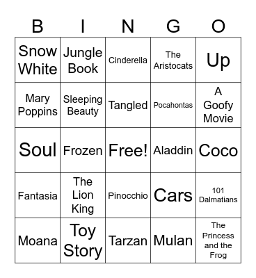 Disney Bingo Card