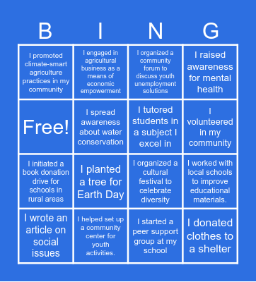 I AM A CHANGEMAKER Bingo Card