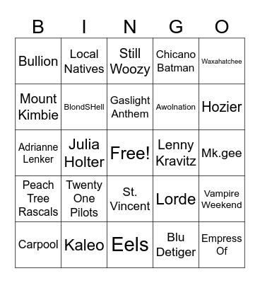 PLANET NU NU BINGO Card