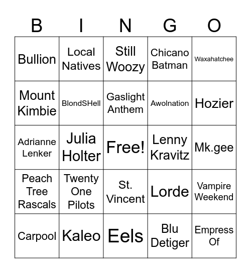PLANET NU NU BINGO Card