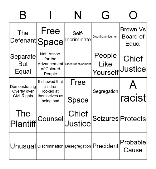 United State A.4- Bingo Card