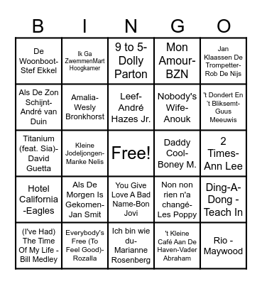 muziek bingo Card