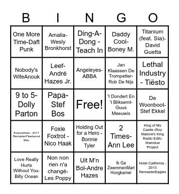 muziekbingo Card