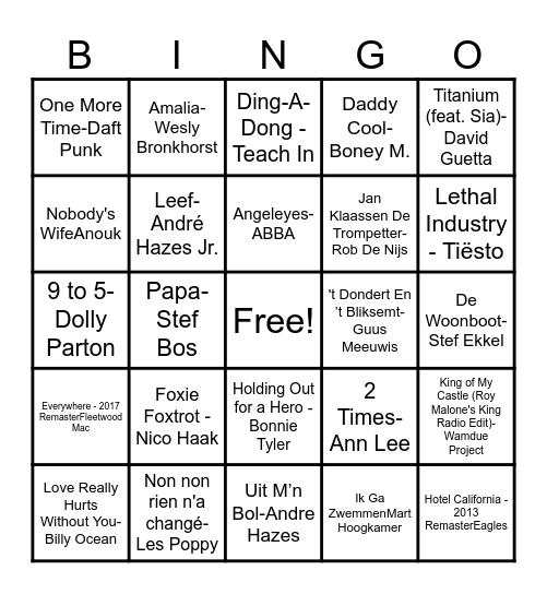 muziekbingo Card