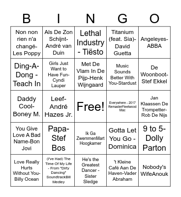 Muziekbingo Card