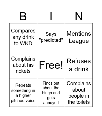 Iris Birthday Bingo Card