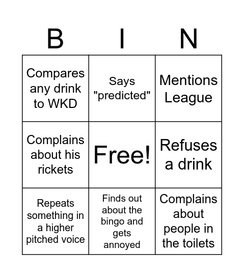 Iris Birthday Bingo Card