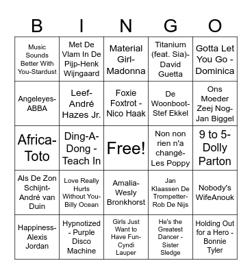 Muziekbingo Card