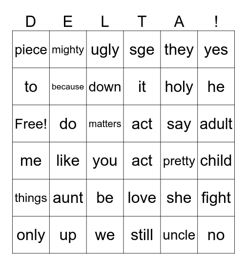 Pyramid PPP#6 Bingo Card