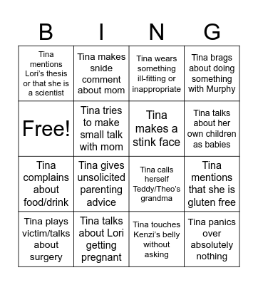 Baby Shower Bingo Card