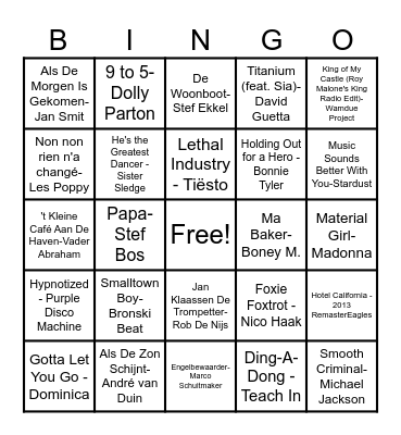 muziekbingo Card