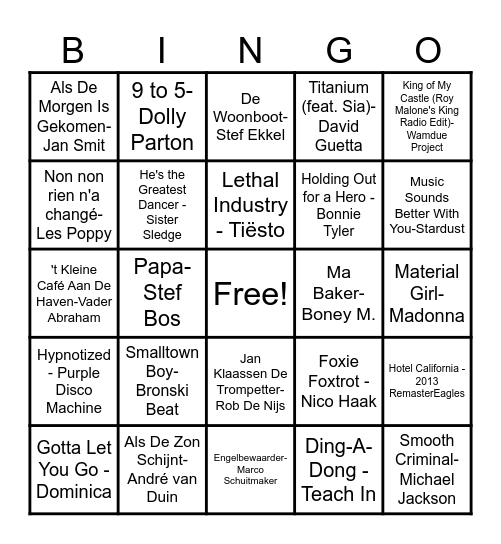 muziekbingo Card