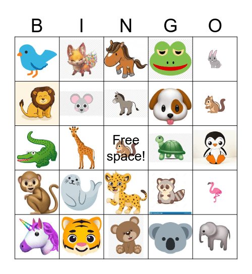 ELD B Animals Bingo Card