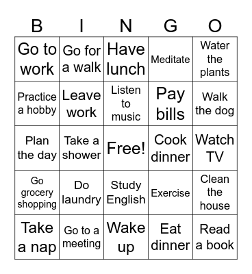 Daily Routine Bingo Card
