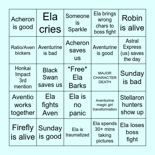 Ela's HSR 2.1 Bingo Card