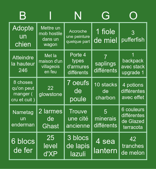 LES CUBES Bingo Card